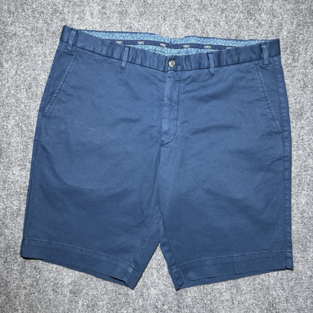 FEDELI Navy Blue Cotton Chino Shorts Navy Size 56 Tag, 38, 9" Inseam
